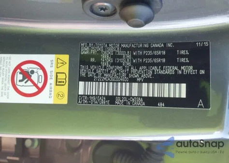 2016 Lexus Rx 350 z USA, uszkodzony, nr VIN 2T2ZZMCA3GC004600